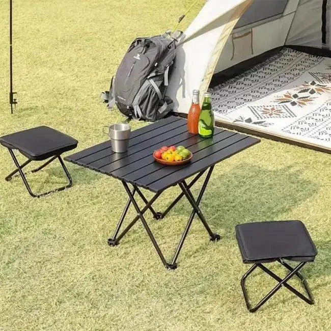 Portable Khaki Folding Stool with Zippered Case for Comfort