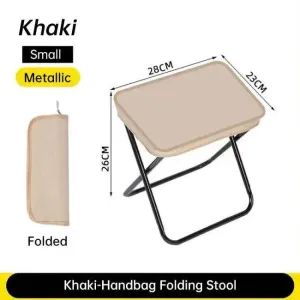 Portable Khaki Folding Stool with Zippered Case for Comfort