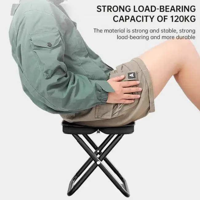 Portable Khaki Folding Stool with Zippered Case for Comfort