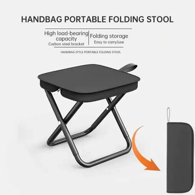 Portable Khaki Folding Stool with Zippered Case for Comfort