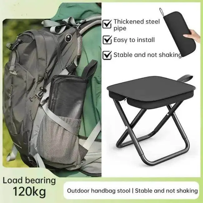 Portable Khaki Folding Stool with Zippered Case for Comfort