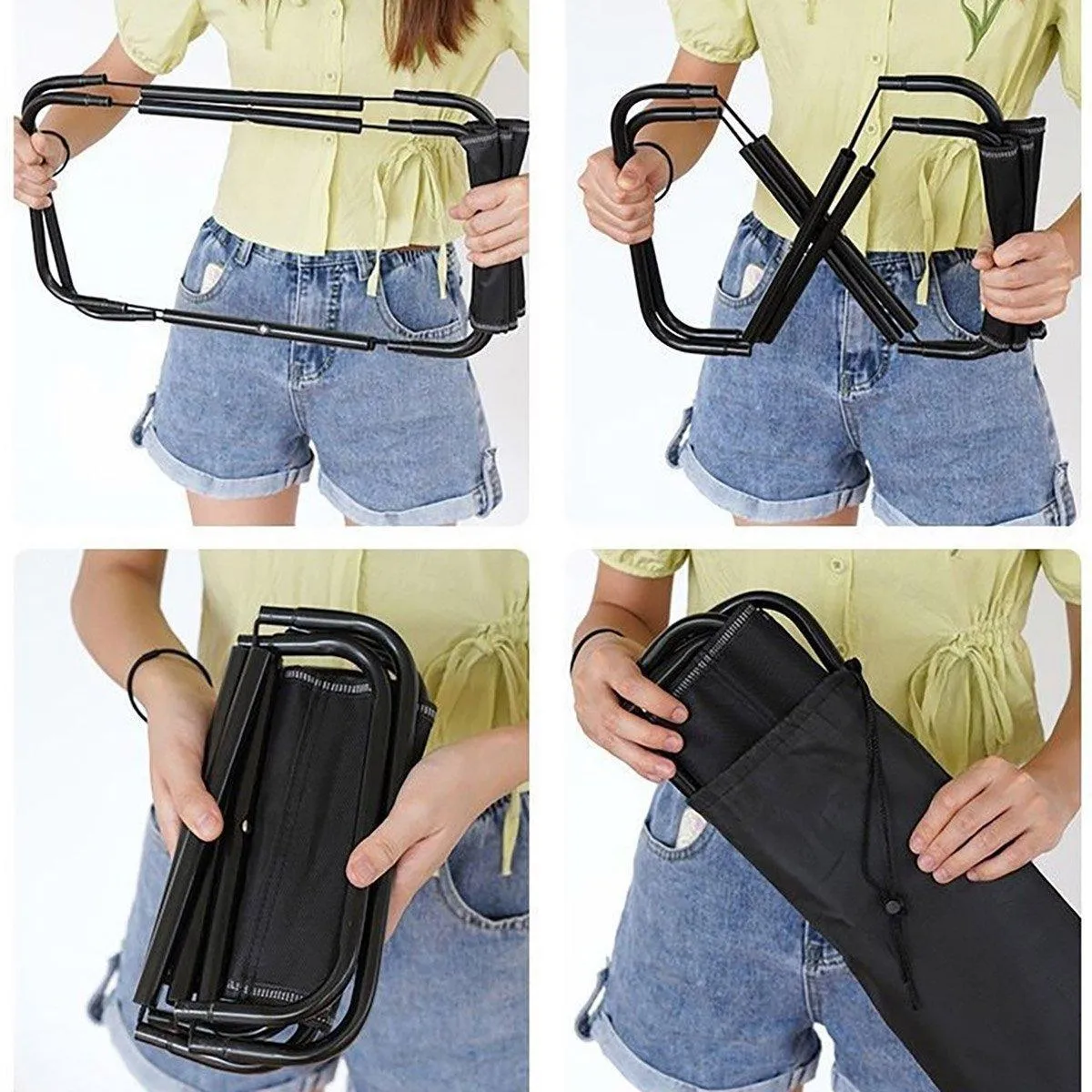 Portable Outdoor Folding Stool Travel Camping Fishing Small Foldable Chair Mat