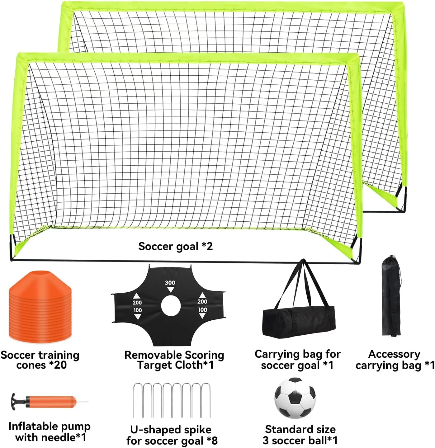 Portable Pop Up Soccer Goal - 6x4ft Backyard Training Equipment with Soccer Ball, Scoring Target Cloth, and Conesl,Fencing Training Equipment，Baseball & Softball Protective Screens