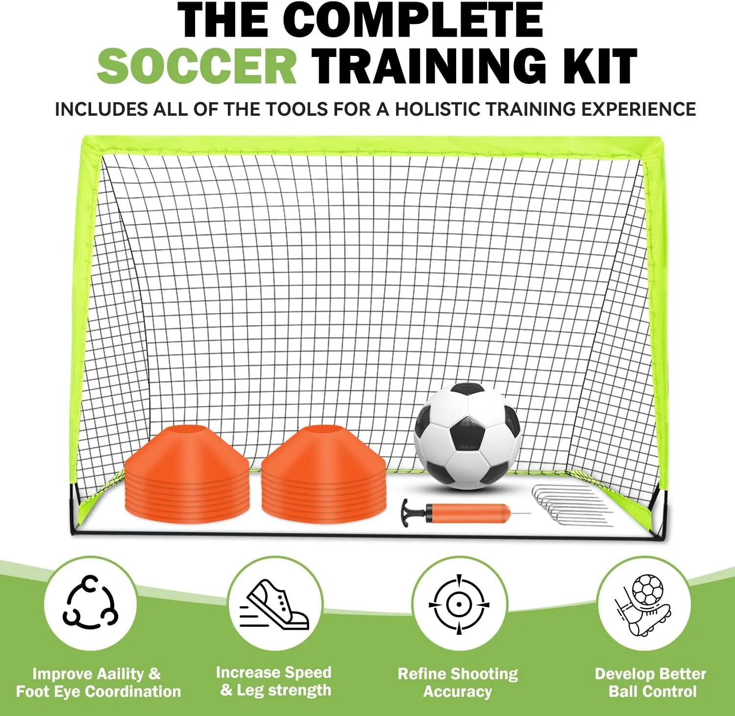 Portable Pop Up Soccer Goal - 6x4ft Backyard Training Equipment with Soccer Ball, Scoring Target Cloth, and Conesl,Fencing Training Equipment，Baseball & Softball Protective Screens