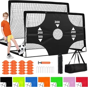Portable Pop Up Soccer Goal - 6x4ft Backyard Training Equipment with Soccer Ball, Scoring Target Cloth, and Conesl,Fencing Training Equipment，Baseball & Softball Protective Screens