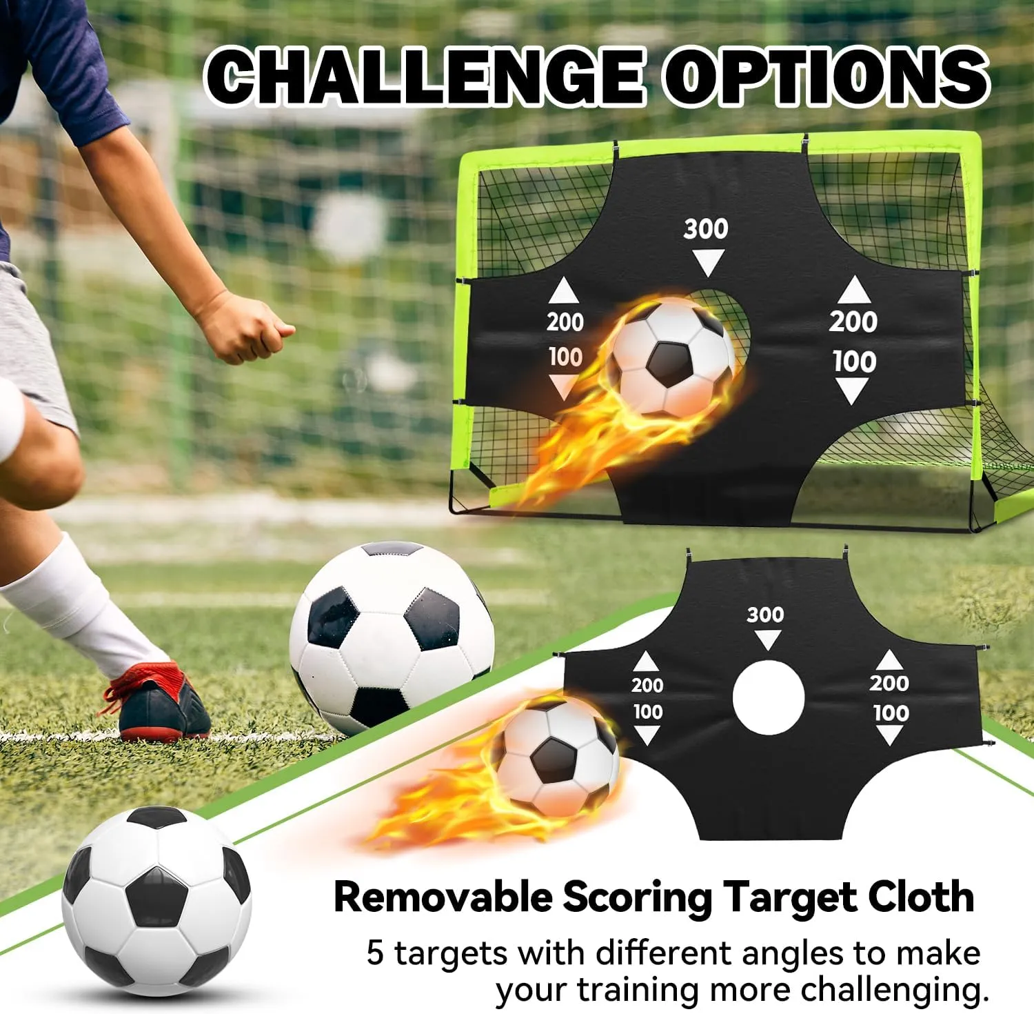 Portable Pop Up Soccer Goal - 6x4ft Backyard Training Equipment with Soccer Ball, Scoring Target Cloth, and Conesl,Fencing Training Equipment，Baseball & Softball Protective Screens