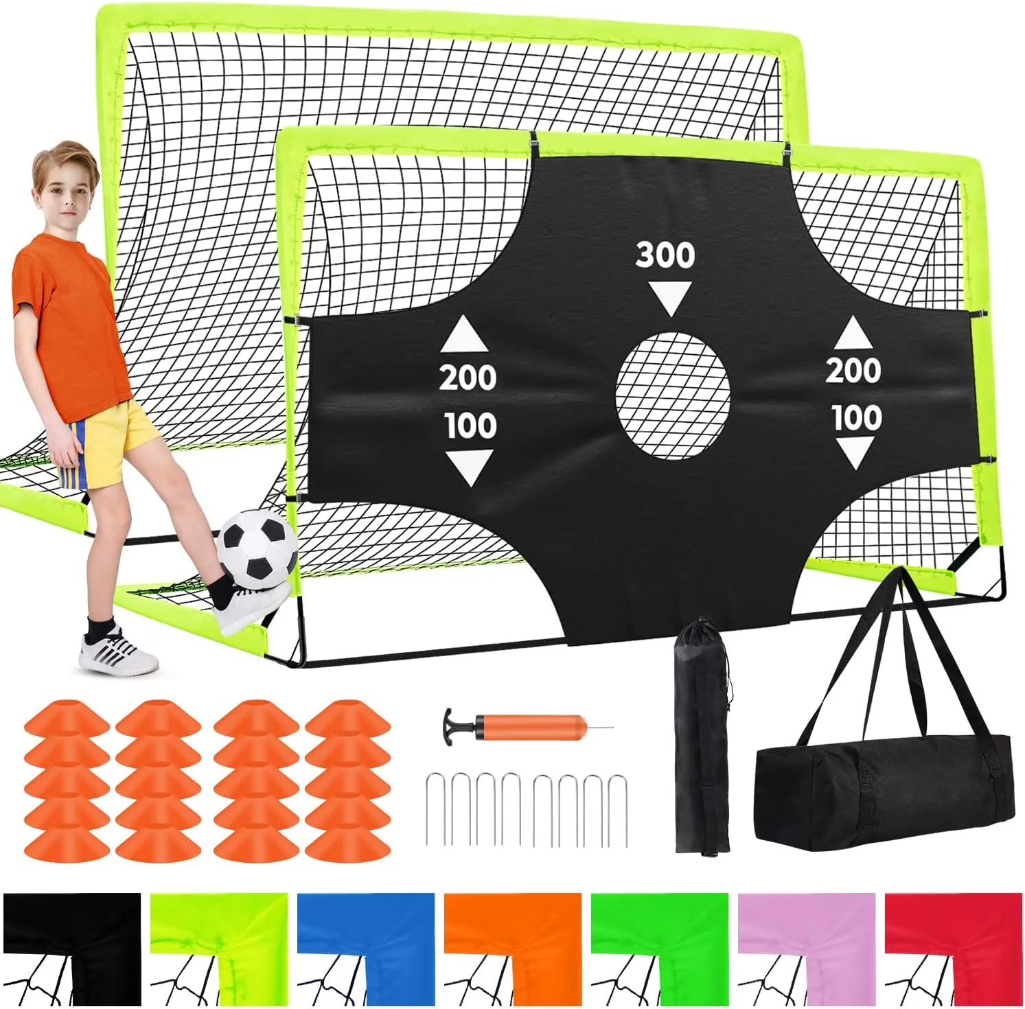 Portable Pop Up Soccer Goal - 6x4ft Backyard Training Equipment with Soccer Ball, Scoring Target Cloth, and Conesl,Fencing Training Equipment，Baseball & Softball Protective Screens