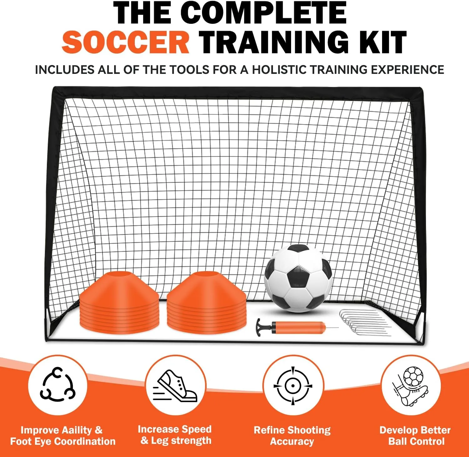 Portable Pop Up Soccer Goal - 6x4ft Backyard Training Equipment with Soccer Ball, Scoring Target Cloth, and Conesl,Fencing Training Equipment，Baseball & Softball Protective Screens