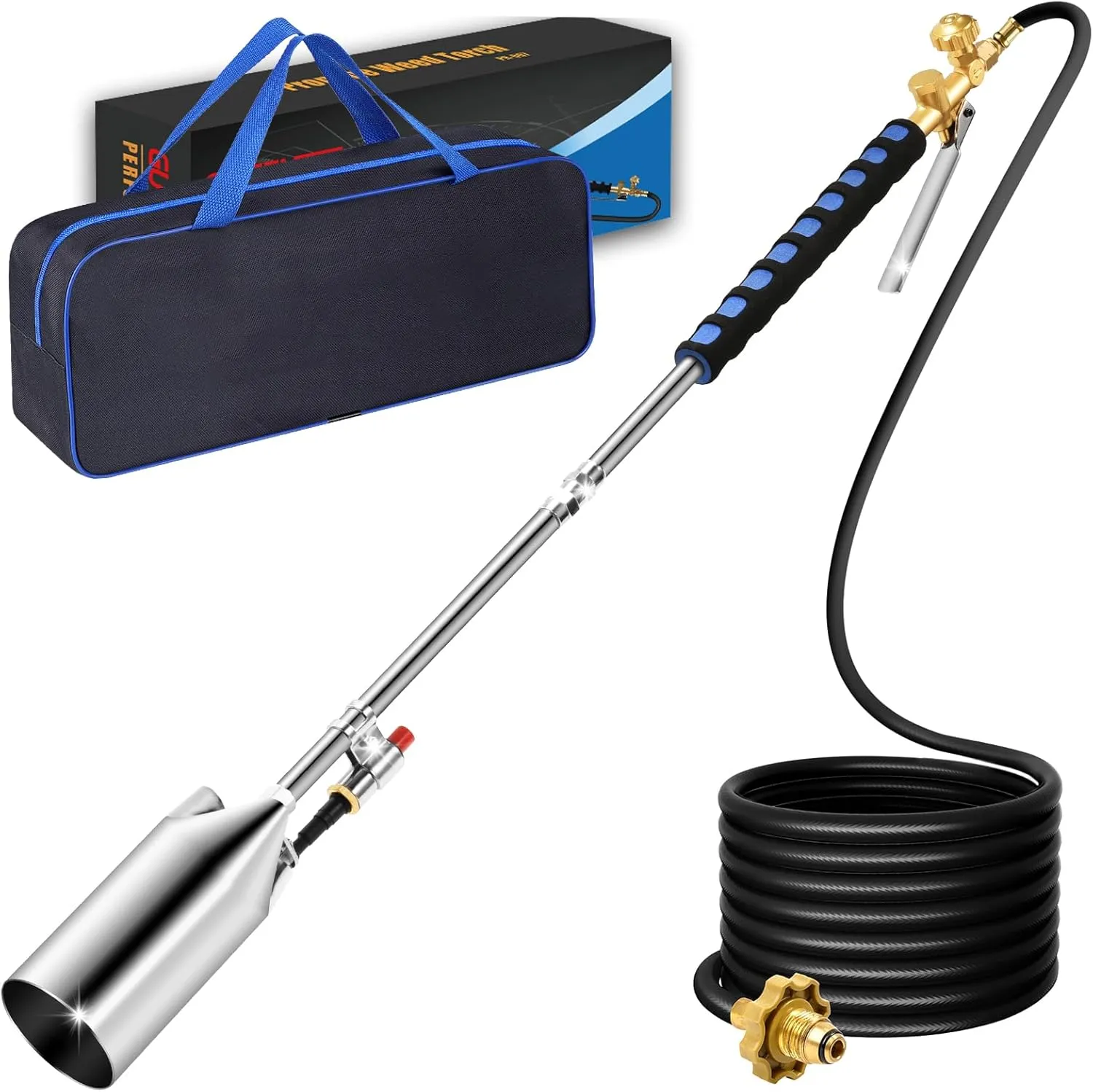 Portable Propane Torch Weed Burner Kit with Storage Bag, High Output 1,280,000 BTU BTUs Weed Torch with 10 FT Hose, Self Igniter Weed Flame Torch for Campfires,Roofing,Melting Snow Ice
