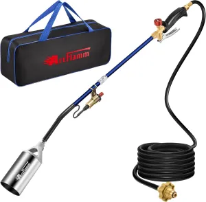 Portable Propane Torch Weed Burner Kit with Storage Bag, High Output 1,280,000 BTU BTUs Weed Torch with 10 FT Hose, Self Igniter Weed Flame Torch for Campfires,Roofing,Melting Snow Ice