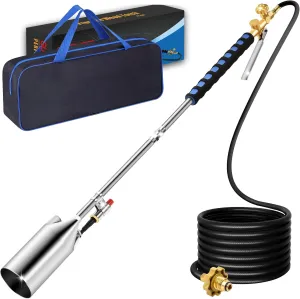 Portable Propane Torch Weed Burner Kit with Storage Bag, High Output 1,280,000 BTU BTUs Weed Torch with 10 FT Hose, Self Igniter Weed Flame Torch for Campfires,Roofing,Melting Snow Ice