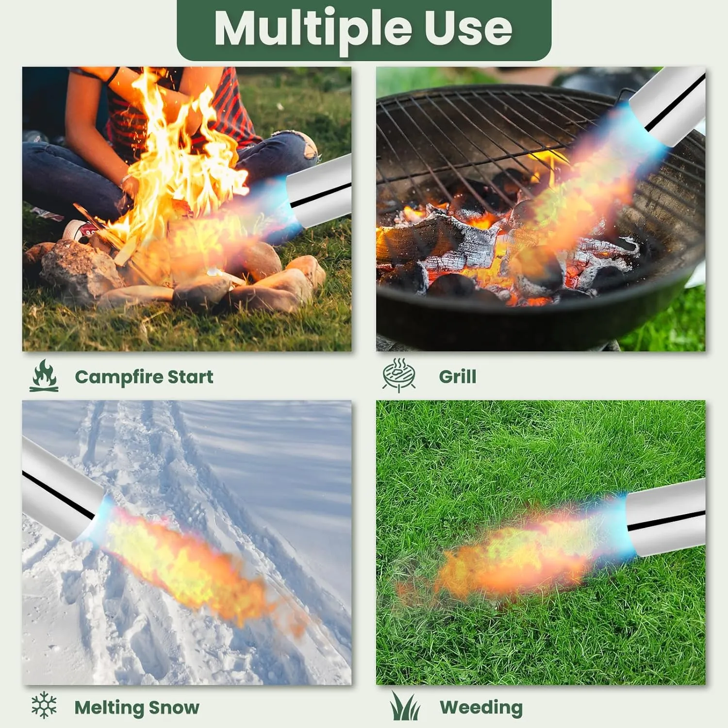 Portable Propane Torch Weed Burner Kit with Storage Bag, High Output 1,280,000 BTU BTUs Weed Torch with 10 FT Hose, Self Igniter Weed Flame Torch for Campfires,Roofing,Melting Snow Ice