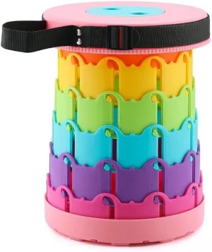 Portable Telescopic Stool for Outdoor and Indoor Use - Collapsible, Space-Saving, and Lightweight, Fun Colors Available (Rainbow Pink)