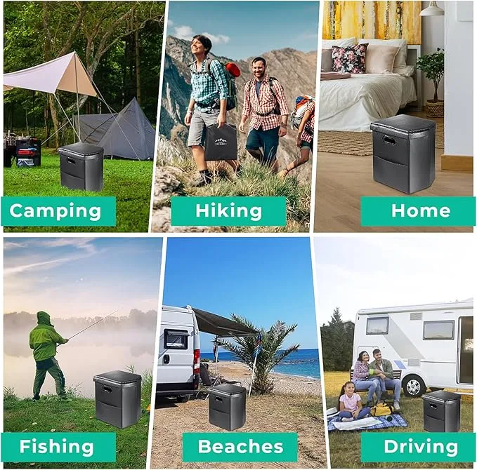 Portable Toilet for Adults, XL Portable Toilet for Camping, 16.5'' Camping Toilet with Lid, Camp Toilet with Handbag, Travel Potty for Camping, Hiking, RoadTrip, Car, Tent (Black Upgraded)