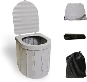 Portable Toilet for Adults，Extra Large Camping Toilets Portable with Lid, Folding Portable Toilet for Camping, Portable Potty for Adults with Trash Bag, Foldable Outdoor Toilet