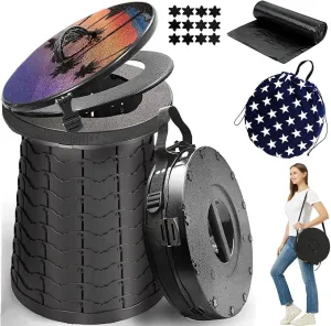 Portable Toilet for Camping Portable Folding Toilet with Carry Bag, Retractable Travel Toilet Foldable Stool Camping Toilet for Adults Kids, Height Adjustable & Sturdy Capacity 880 Lbs