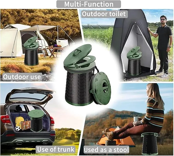 Portable Toilet for Camping Portable Folding Toilet with Carry Bag, Retractable Travel Toilet Foldable Stool Camping Toilet for Adults Kids, Height Adjustable & Sturdy Capacity 880 Lbs