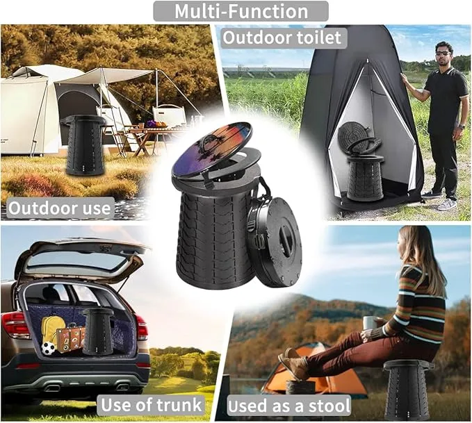 Portable Toilet for Camping Portable Folding Toilet with Carry Bag, Retractable Travel Toilet Foldable Stool Camping Toilet for Adults Kids, Height Adjustable & Sturdy Capacity 880 Lbs