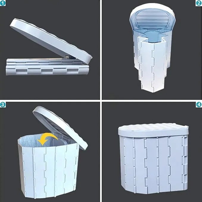 Portable Toilet for Camping,Folding Toilet with Lid,Foldable Car Travel Toilet Portable with Carry Bag for Camping,Car,Travel, Outdoor,Hiking,Backpack,Trips,Tent,Boat,Beach,Traffic Jam,Home (White)