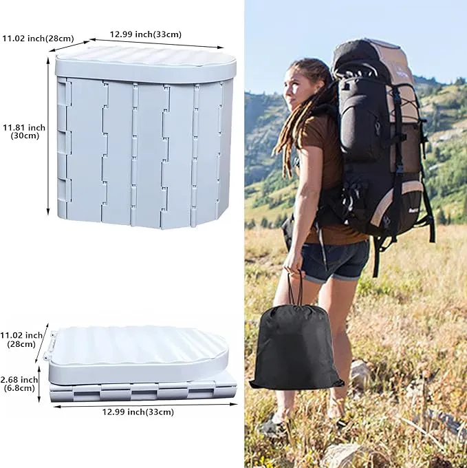 Portable Toilet for Camping,Folding Toilet with Lid,Foldable Car Travel Toilet Portable with Carry Bag for Camping,Car,Travel, Outdoor,Hiking,Backpack,Trips,Tent,Boat,Beach,Traffic Jam,Home (White)