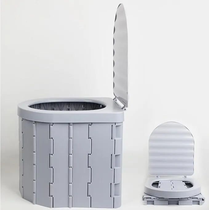 Portable Toilet for Camping,Folding Toilet with Lid,Foldable Car Travel Toilet Portable with Carry Bag for Camping,Car,Travel, Outdoor,Hiking,Backpack,Trips,Tent,Boat,Beach,Traffic Jam,Home (White)