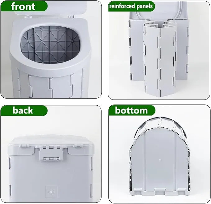 Portable Toilet for Camping,Folding Toilet with Lid,Foldable Car Travel Toilet Portable with Carry Bag for Camping,Car,Travel, Outdoor,Hiking,Backpack,Trips,Tent,Boat,Beach,Traffic Jam,Home (White)
