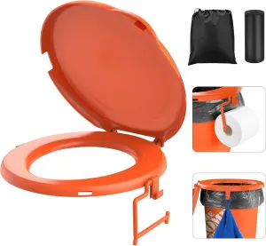Portable Toilet Seat for 5 Gal Buckets, Camping Toilet Seat with Lid for Adults, Snap-on Toilet Seat with Storage Bags and Disposable Toilet Bags, Camping, Hiking, Emergency, Car, Boat