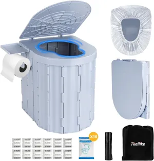 Portable Toilet, Upgraded 15'' Camping Toilet for Adults with Lid, Folding Toilet with Removable Paper Holder, Travel Portable Potty for Camping, Hiking, Roadtrip, Tent, Truck Drivers