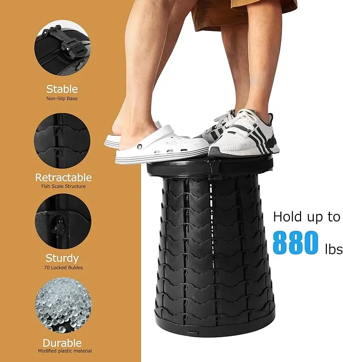 Portable Toilet XXL,19.7"H Multifunctional Camping Toilet,Upgrade Adjustable Foldable Outdoor Portable Toilet, Very Suitable for Outdoor Travel and Camping Ideal for Adults and Kids (black)