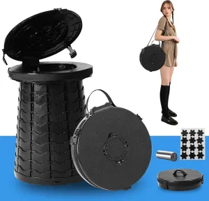 Portable Toilet XXL,19.7"H Multifunctional Camping Toilet,Upgrade Adjustable Foldable Outdoor Portable Toilet, Very Suitable for Outdoor Travel and Camping Ideal for Adults and Kids (black)