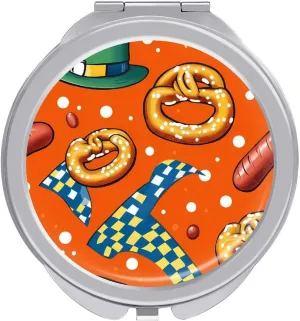 Pretzels Sausage Checkered St Patricks Compact Mini Mirror Double-Sided Pocket Makeup Mirrors Ultra Portable for Purses and Travel
