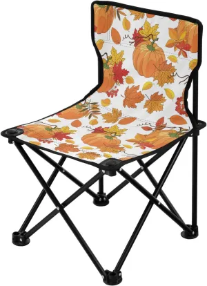 Pumpkin Maple Leaves Collapsible Camping Chair Ultra-Lightweight Folding Chair with Carrying Bag Travel Chairs for Adults for Concert Lawn