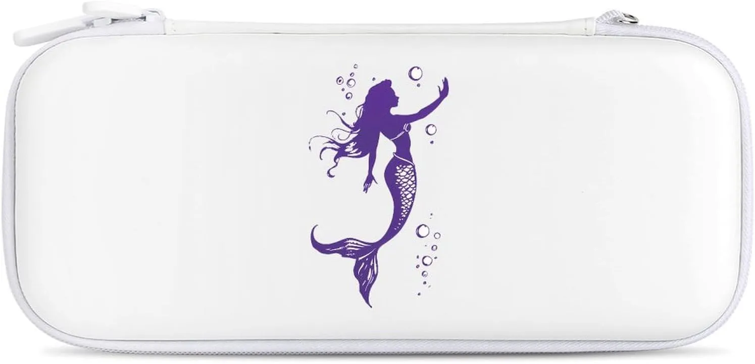 Purple Mermaids Silhouette Compatible with Switch Carrying Case Hard Travel Game Bag Pouch with 15 Games Accessories