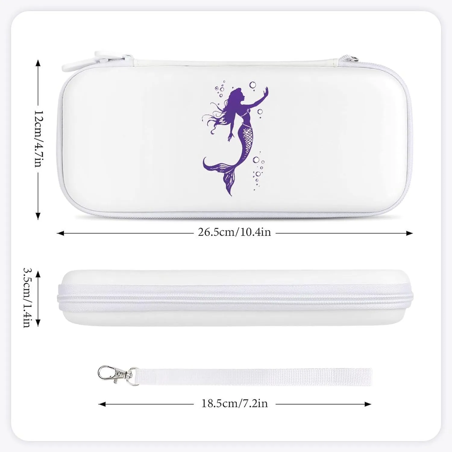 Purple Mermaids Silhouette Compatible with Switch Carrying Case Hard Travel Game Bag Pouch with 15 Games Accessories
