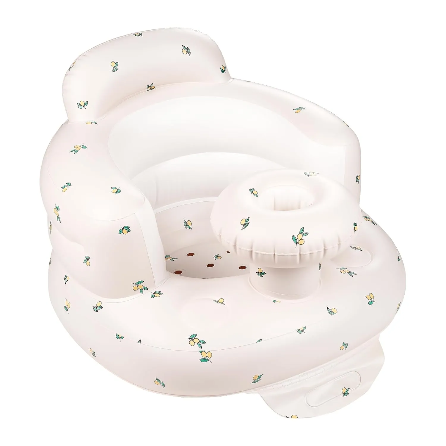 QMVESS Inflatable Baby Seat with Tray, Fully Supportive Infant Floor Seat, Baby Chairs for Entertaining, Built in Air Pump Blow Up, Learning Sit-Up Seat for Infants 3 Months & Up (Olive)