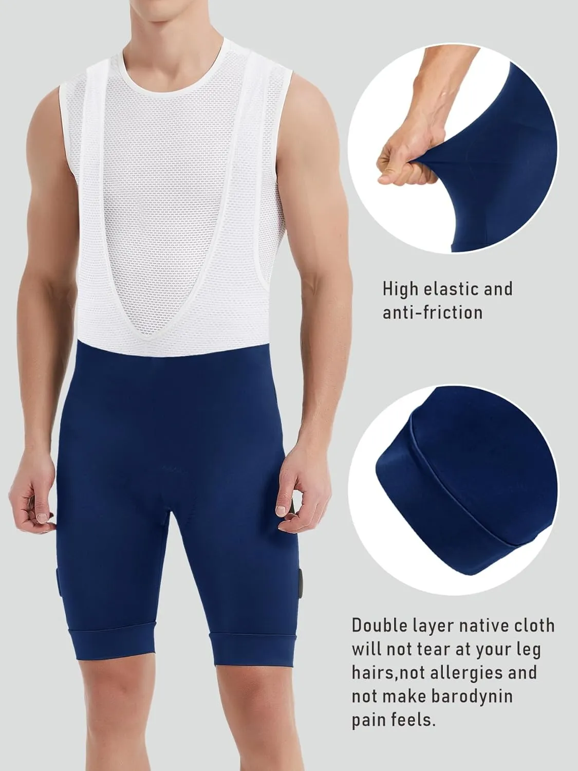qualidyne Men's Cycling Bib Shorts 4D Padded Breathable Road Bike Bibs Biking Shorts