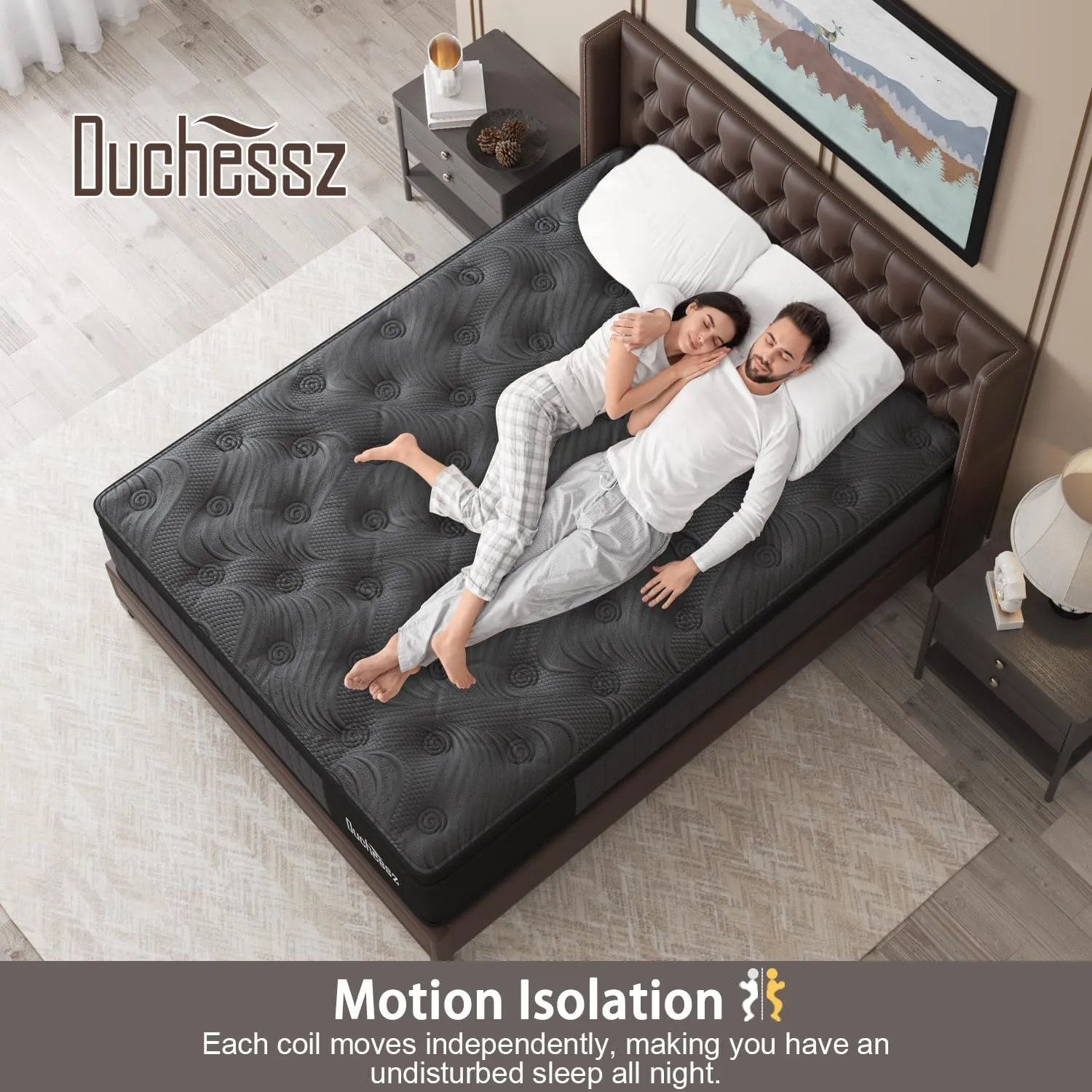 Queen Mattress, 14 Inch Hybrid Mattress Black with Gel Memory Foam and Individually Pocket Innerspring Euro Top Mattresses Medium Firm for Motion Isolation, Edge Support, 100 Night Trial