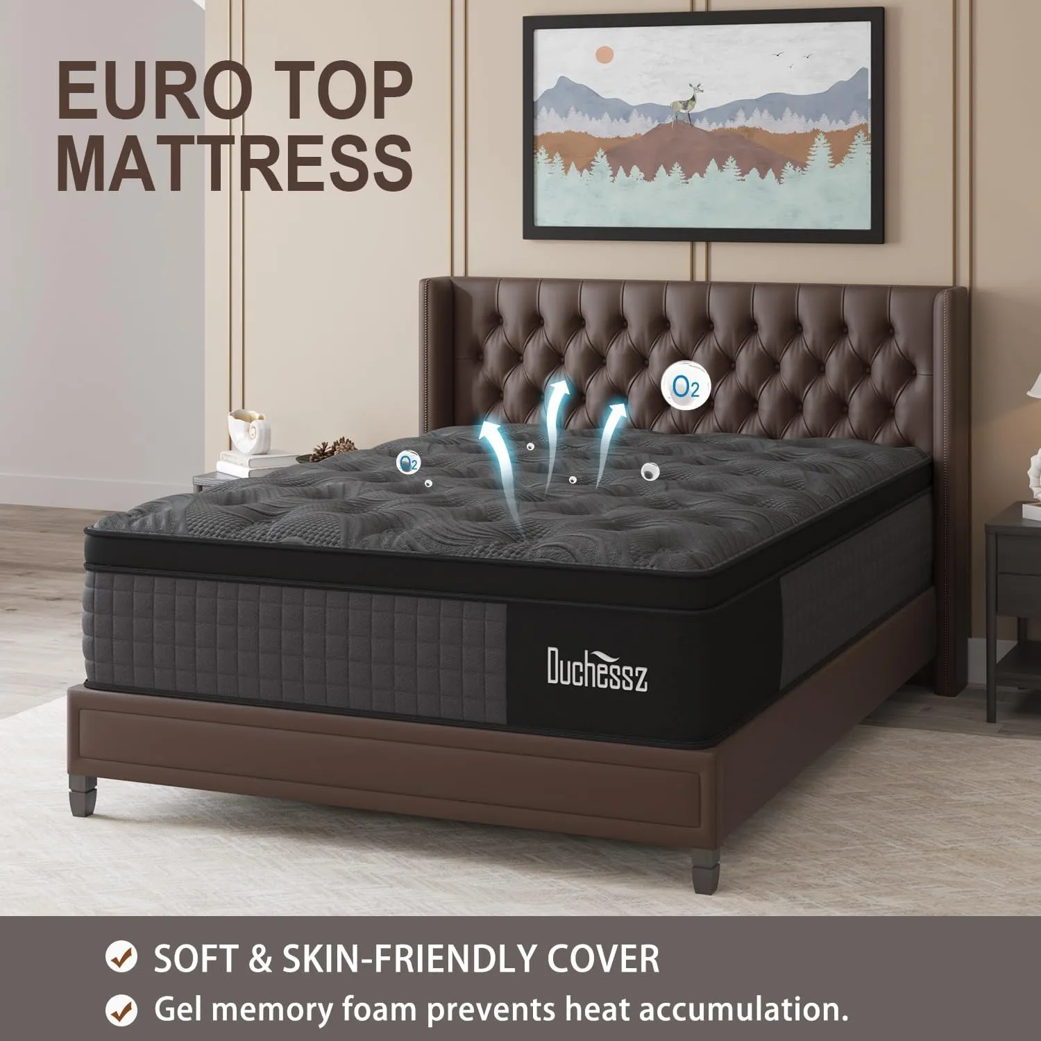 Queen Mattress, 14 Inch Hybrid Mattress Black with Gel Memory Foam and Individually Pocket Innerspring Euro Top Mattresses Medium Firm for Motion Isolation, Edge Support, 100 Night Trial