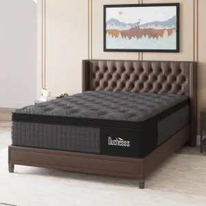 Queen Mattress, 14 Inch Hybrid Mattress Black with Gel Memory Foam and Individually Pocket Innerspring Euro Top Mattresses Medium Firm for Motion Isolation, Edge Support, 100 Night Trial