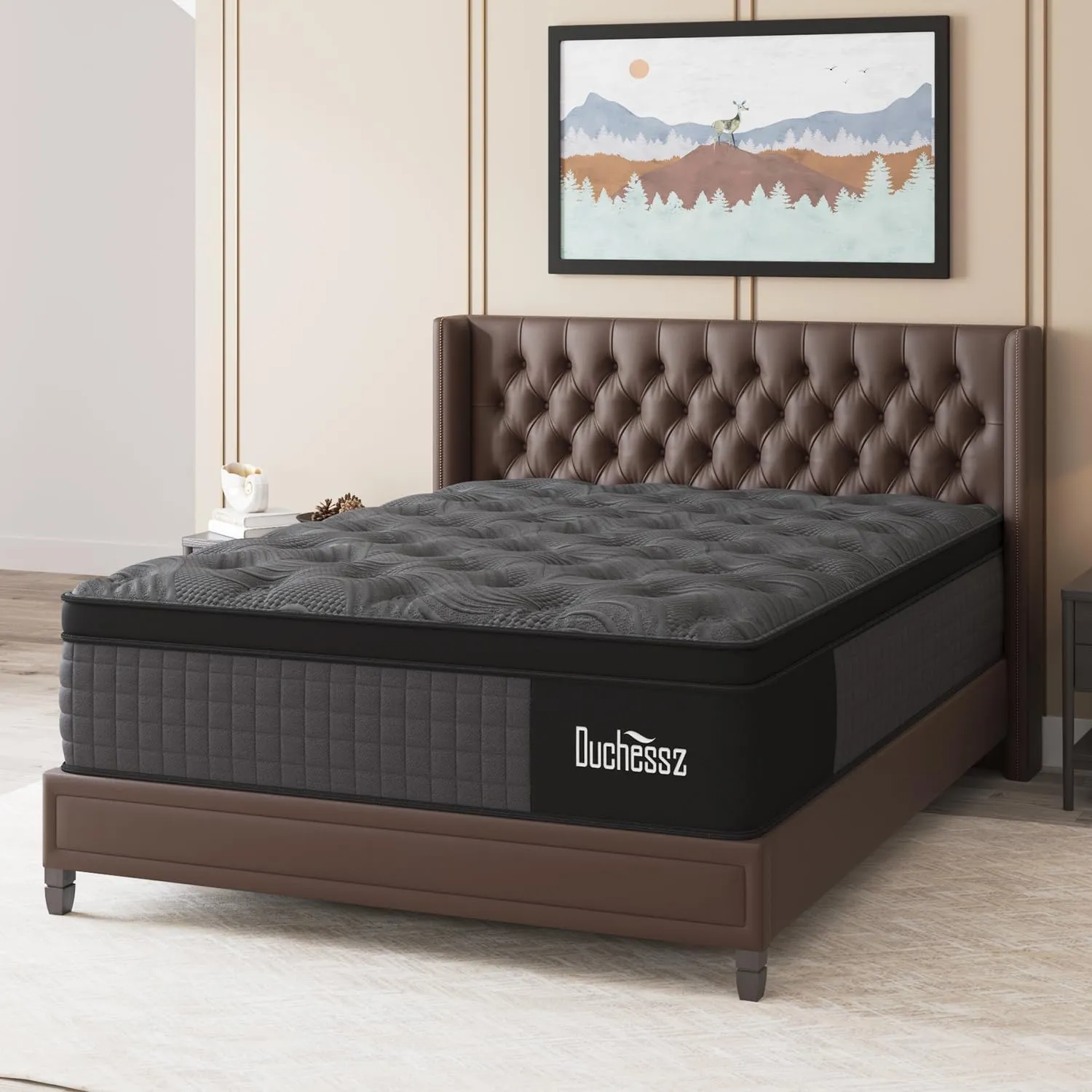 Queen Mattress, 14 Inch Hybrid Mattress Black with Gel Memory Foam and Individually Pocket Innerspring Euro Top Mattresses Medium Firm for Motion Isolation, Edge Support, 100 Night Trial