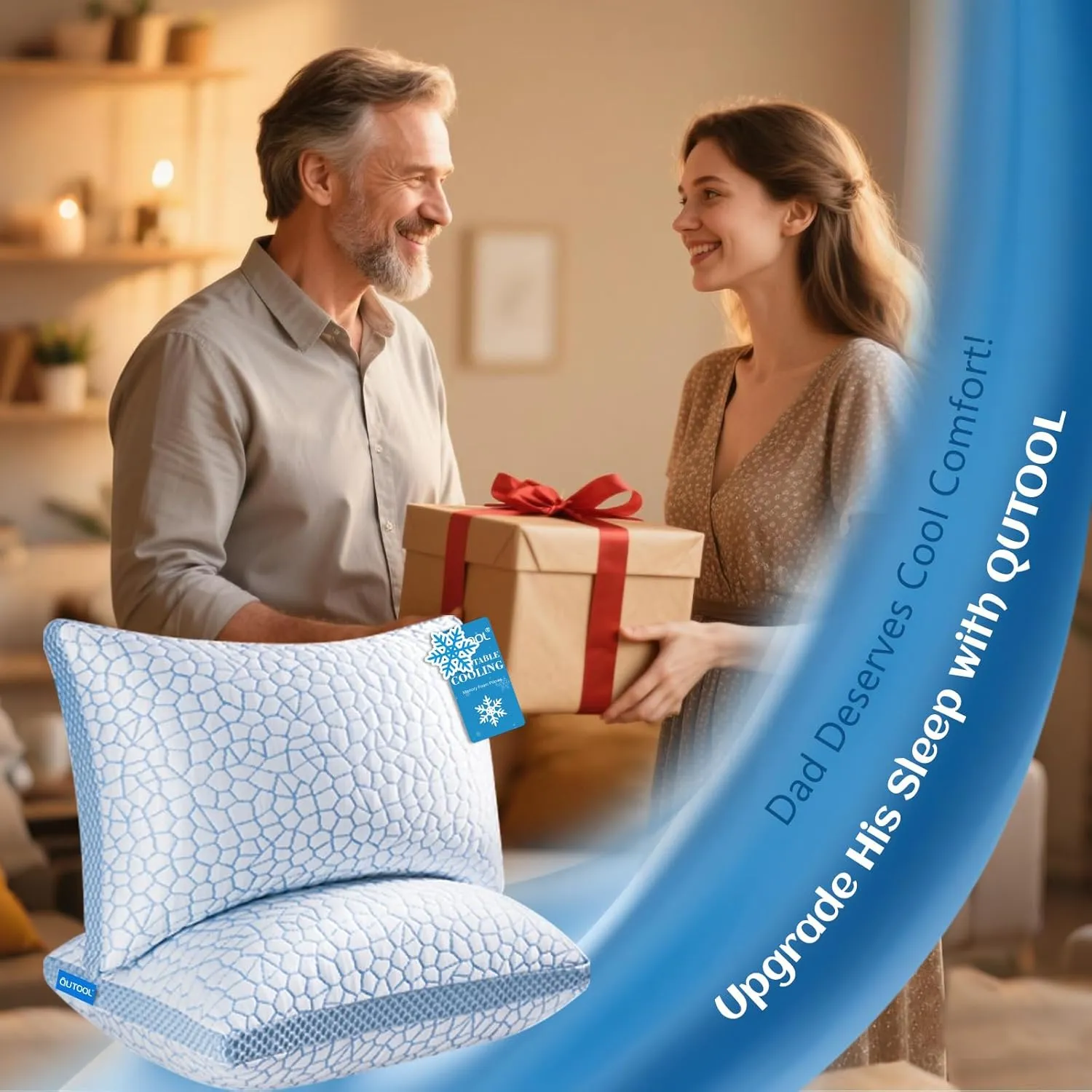 QUTOOL Enhanced Cooling Pillows for Sleeping, Shredded Memory Foam Pillows 2 Pack, Bed Pillows Queen Size Set of 2, Support Yet Soft Pillow for Side, Back Sleepers