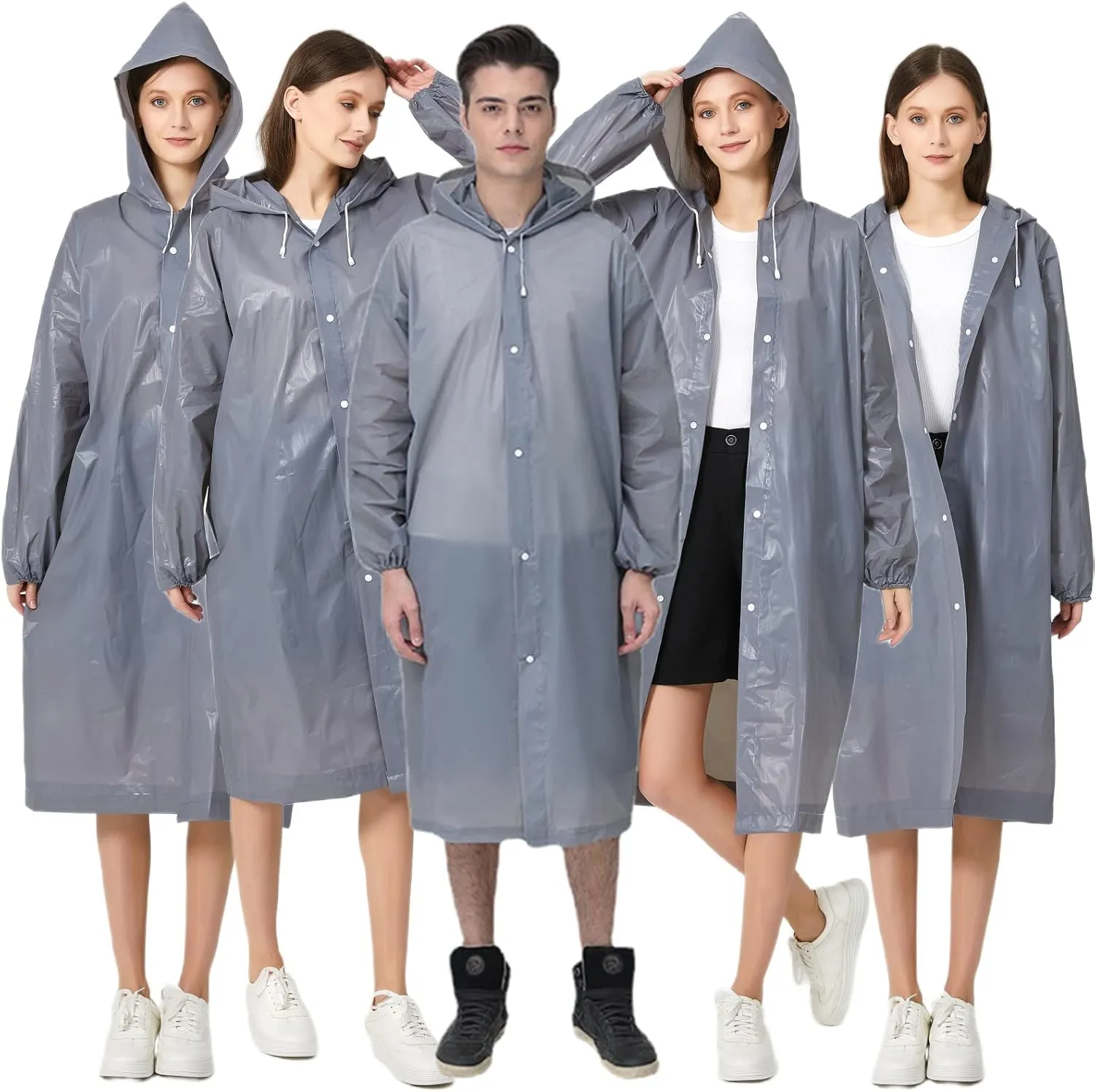 Rain Poncho Raincoats for Adult Reusable - 2-5 Pack EVA Waterproof Rain Coat with Hood, Rain Gear for Men Women