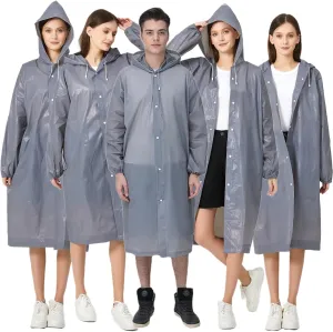 Rain Poncho Raincoats for Adult Reusable - 2-5 Pack EVA Waterproof Rain Coat with Hood, Rain Gear for Men Women