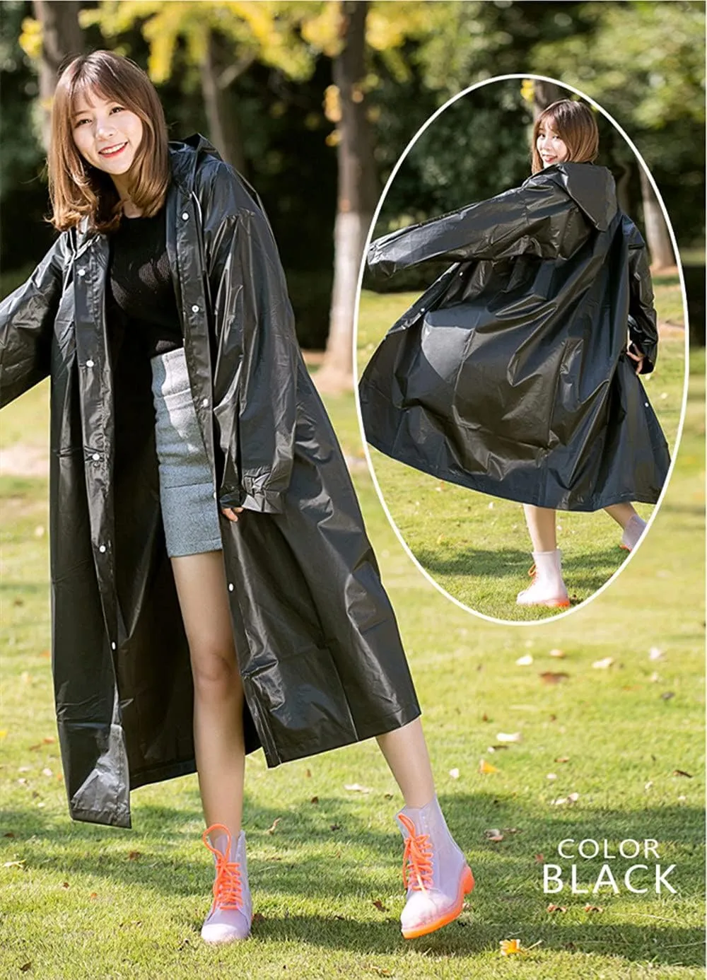 Rain Ponchos for Adults Reusable, 2 Pack Raincoat for Women Men, Waterproof Rain Coat Gear with Hood Drawstring