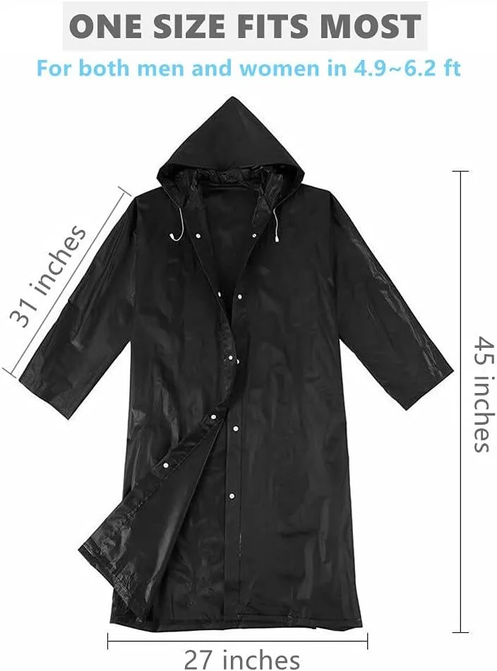 Rain Ponchos for Adults Reusable, 2 Pack Raincoat for Women Men, Waterproof Rain Coat Gear with Hood Drawstring