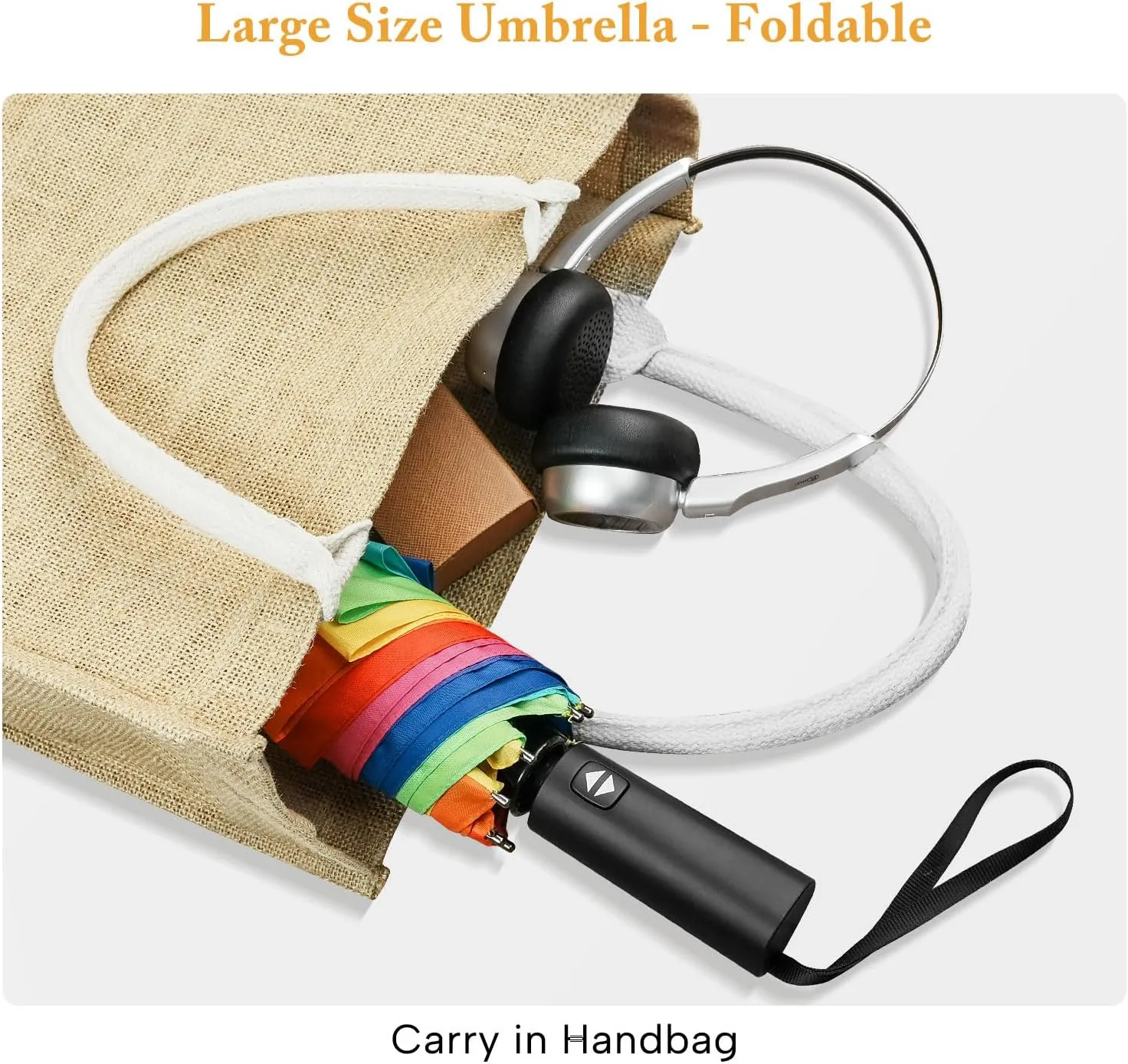 Rainbow Umbrella For Adults - Oversized 54inch Double Layer Windproof Extra Large Rainbow Golf Umbrella Folding Compact, Automatic Open&Close