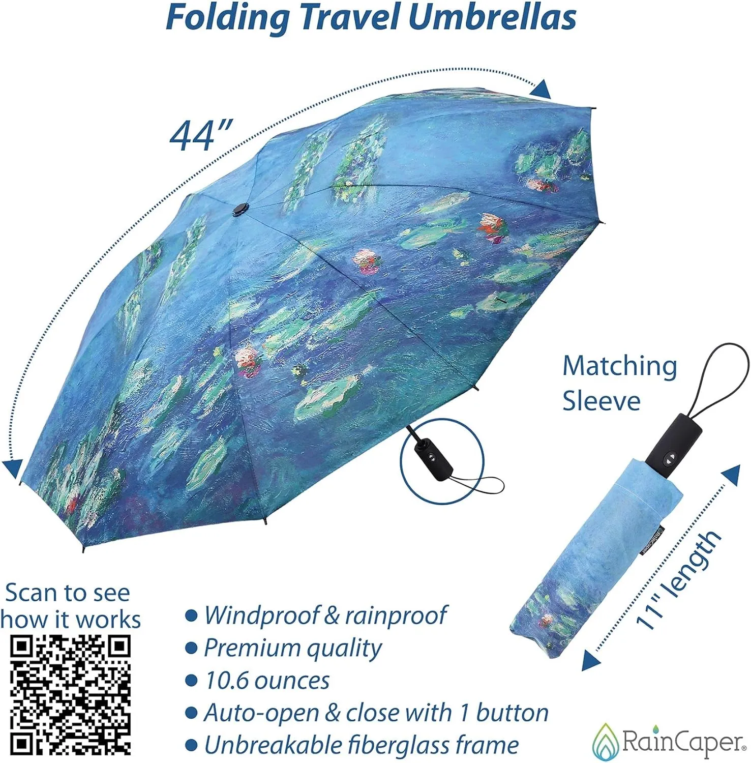 RainCaper Folding Travel Umbrellas
