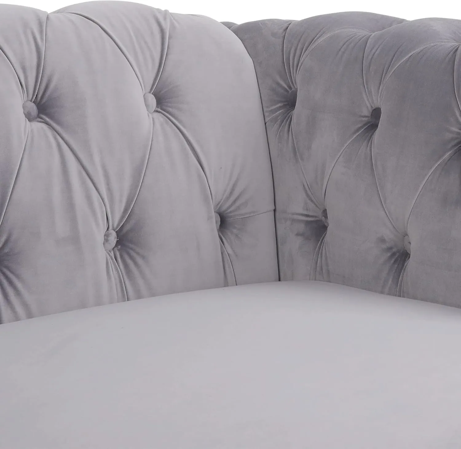RARZOE 3 Pieces of Living Room Furniture Sofa Sets, Modern Velvet Chesterfield Sofa&Chesterfield Club Chair&Chesterfield Loveseat Sofas Set with Nailhead Trim Scroll Arms for Living Room(Grey)
