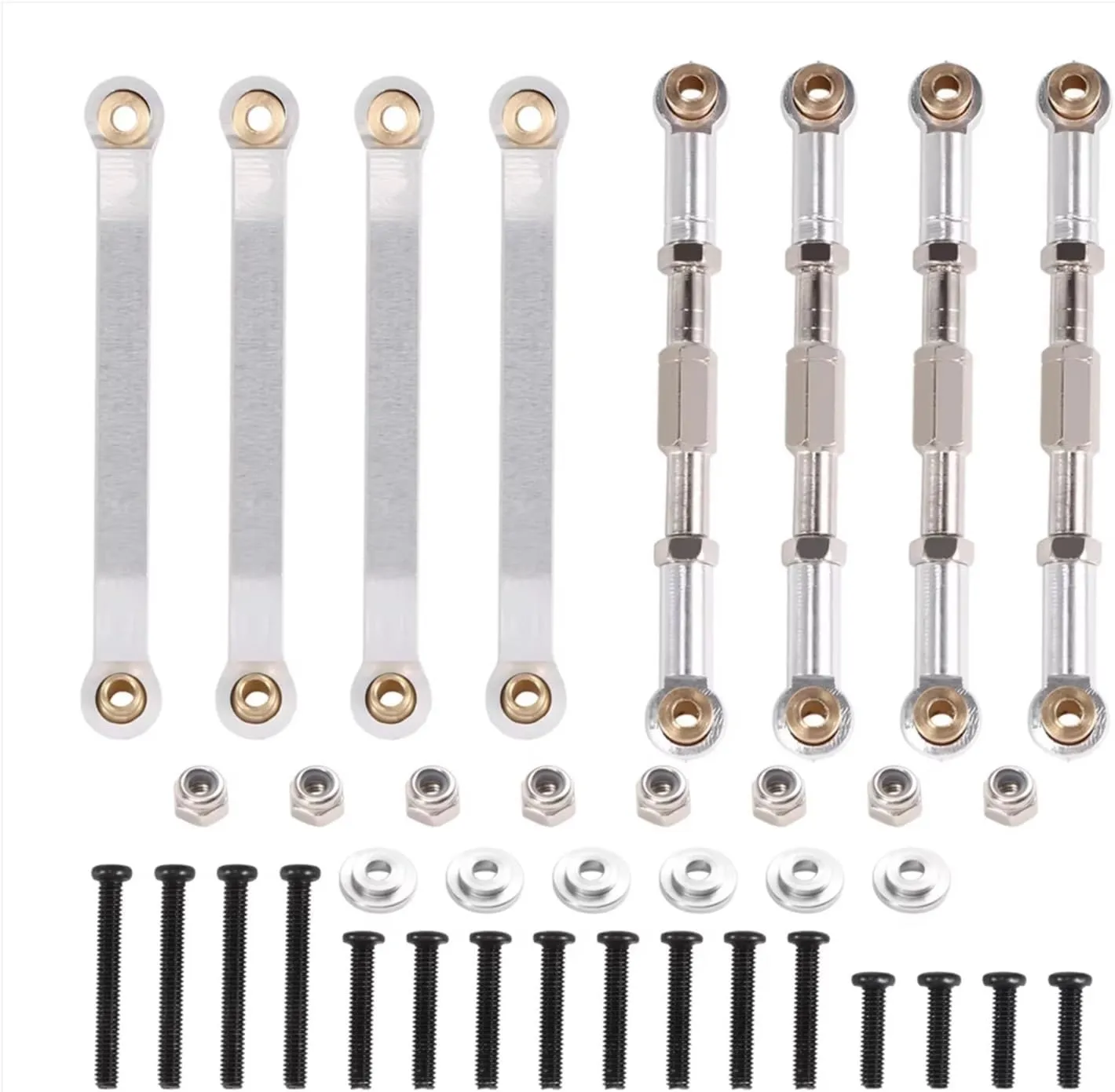 Rc Special Connecting Rod for MN D90 D91 D96 D99 D99S MN90 for MN99S 1/12 Metal for Chassis Pull Rods Link Suspension Tie Rod RC Car Upgrade Parts Use for Silver