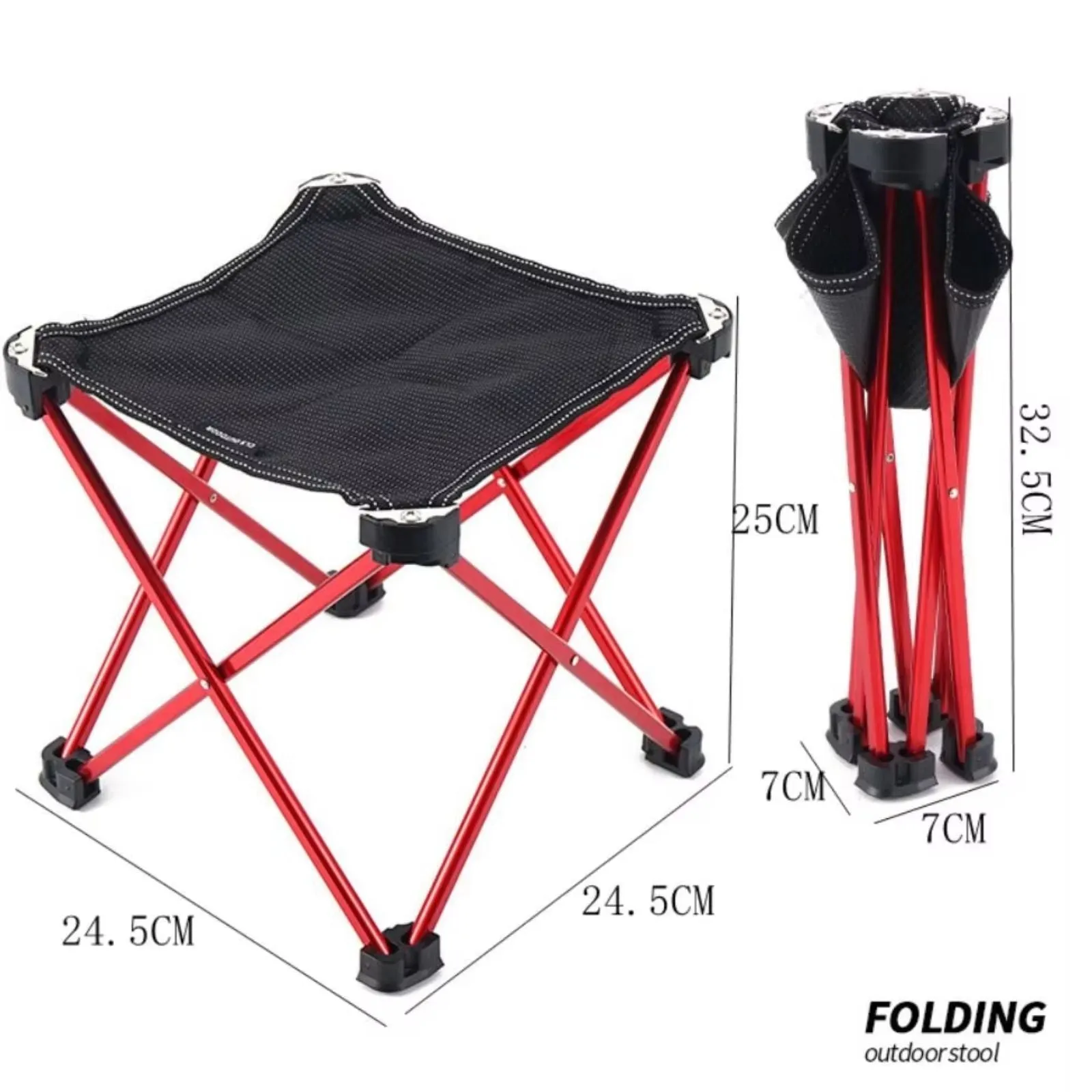 Red Portable Aluminum Stool  Fishing Camping Picnic Outdoor Seat 80kg